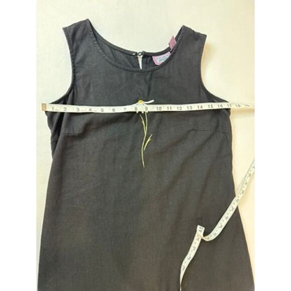Vintage Embroidered Linen Blend Dress Daisy Black - Size Medium 10 - 12 - Picture 7 of 12